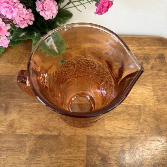 Vintage Arcoroc Luminarc Pink Textured Glass Pitcher French Retro 1970s Blendo - Picture 5 of 5